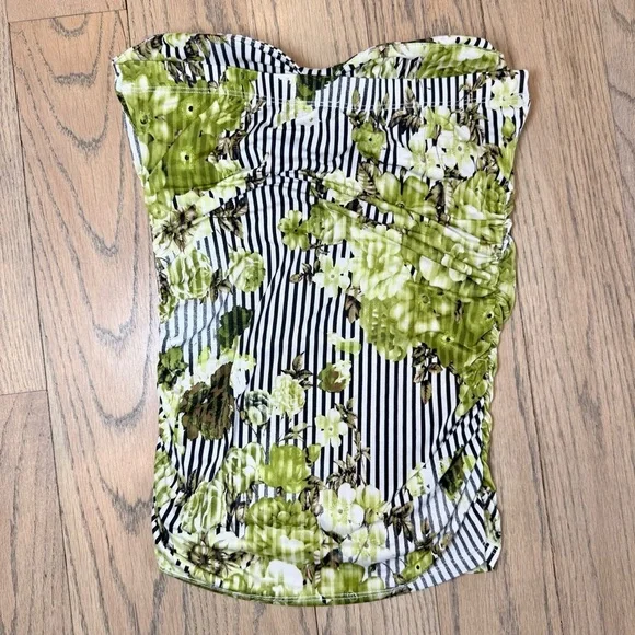 Janice Women’s Floral and Striped Padded Breast Tube Top Size Large - Picture 6 of 13